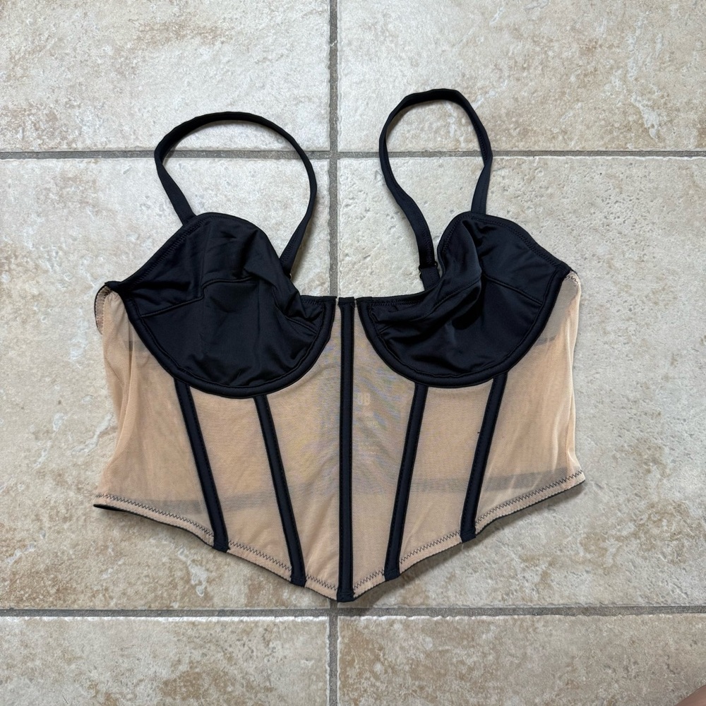 BB Elegant Black and Tan Women's Corset Top